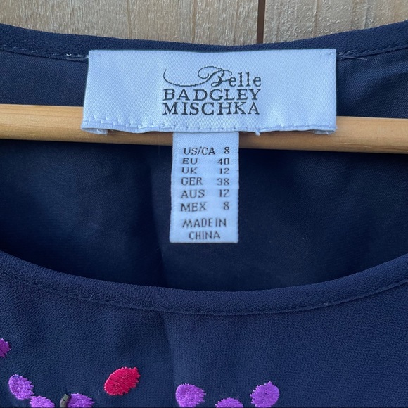 Badgley Mischka Navy Dress with Dots - Picture 3 of 5